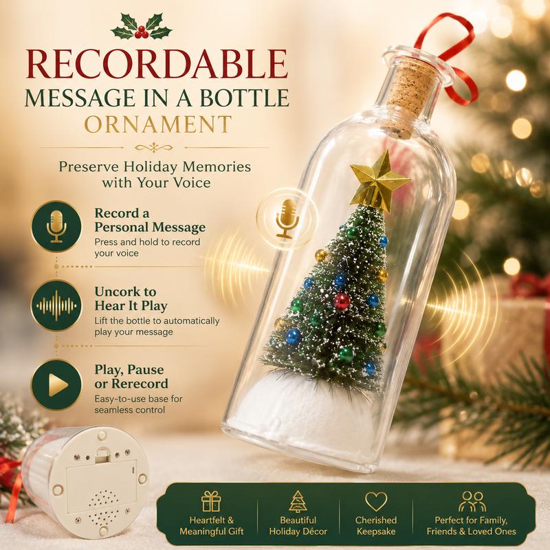 Recordable Christmas Tree Message in a Bottle – Voice Keepsake Gift