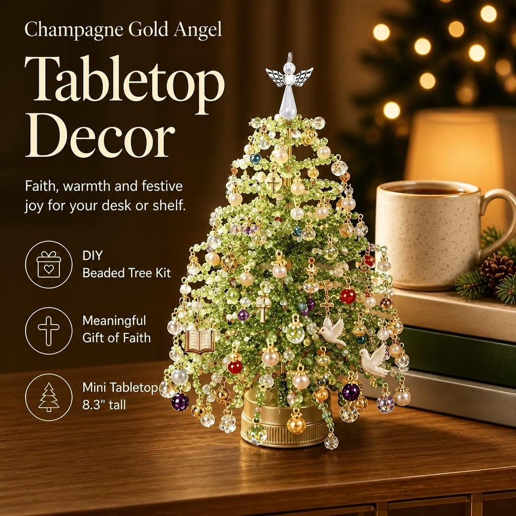 Champagne Gold Angel beaded Christmas tree kit