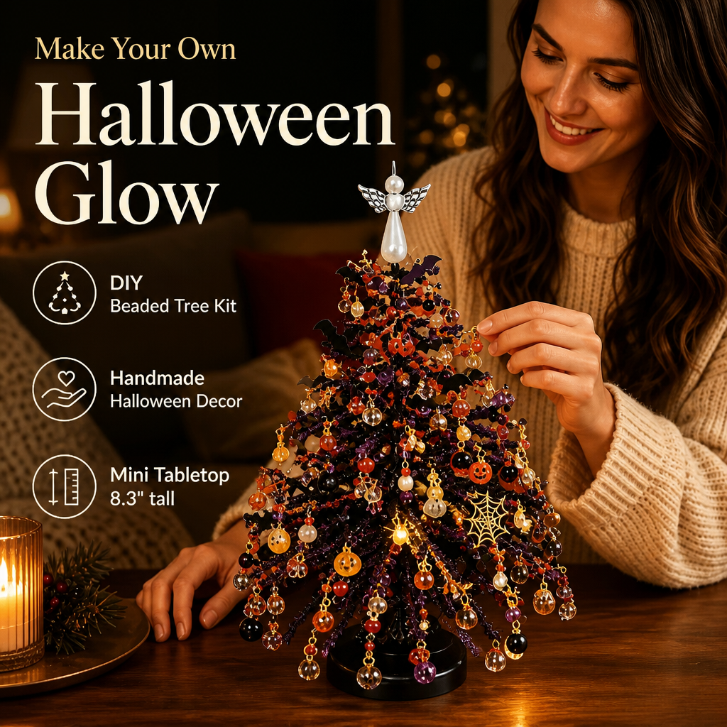 Halloween Night Purple & Orange beaded tree kit
