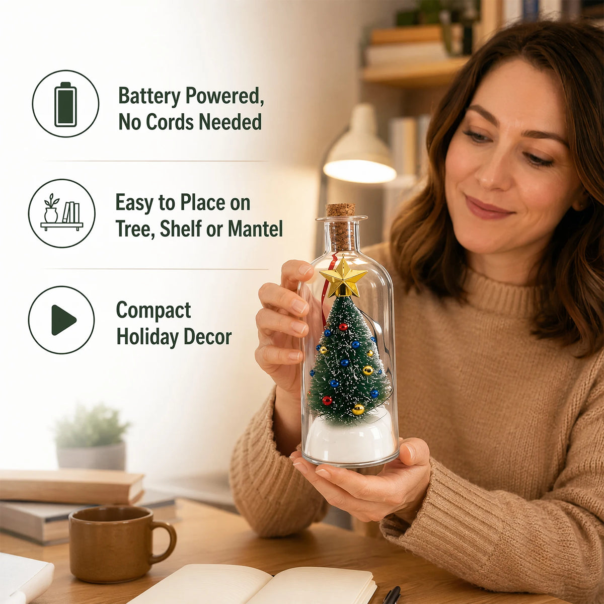 Recordable Christmas Tree Message in a Bottle – Voice Keepsake Gift