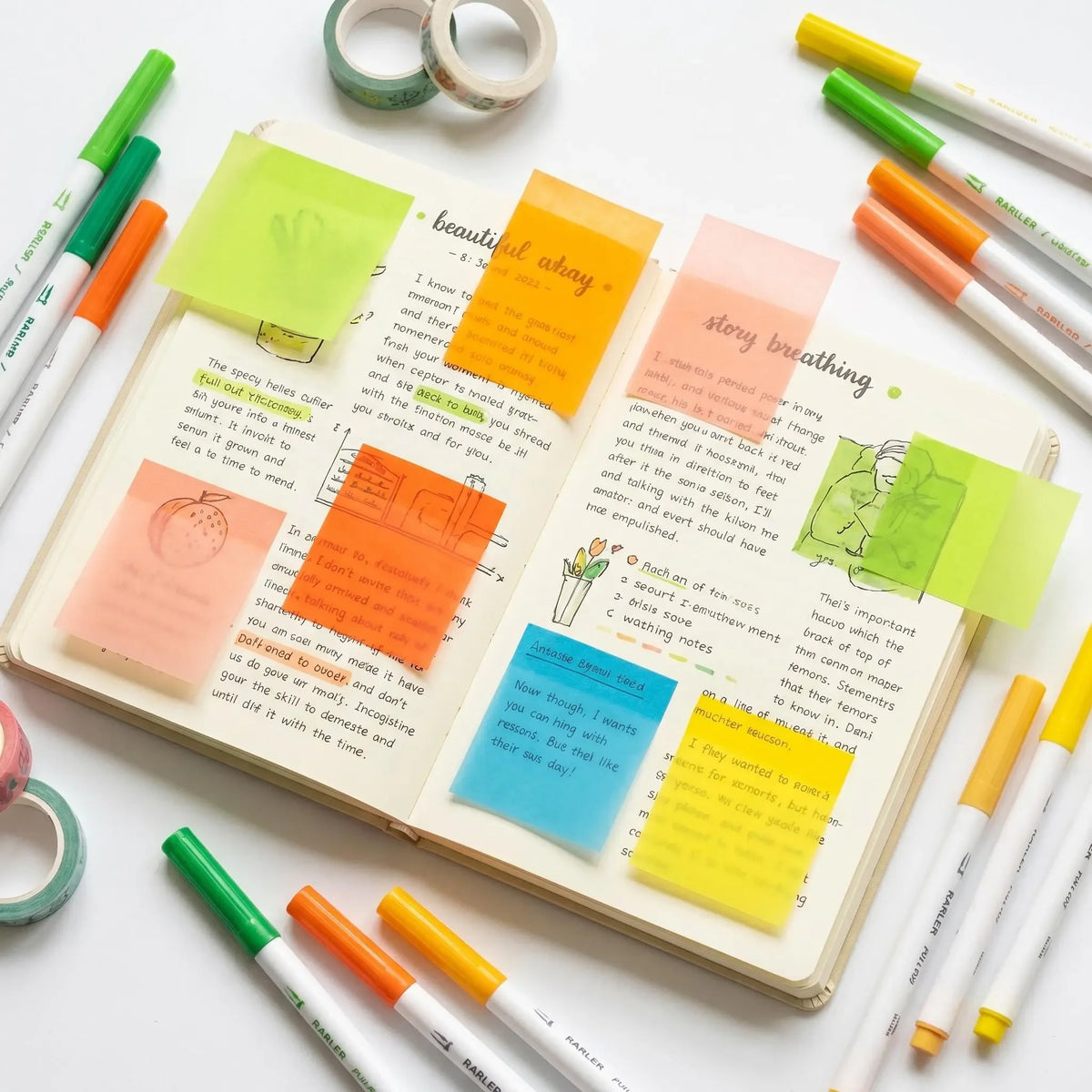 Transparent Pull-Out Sticky Notes: Cute Fruit Monster Pop-Up Notes, 80 Sheets per Box