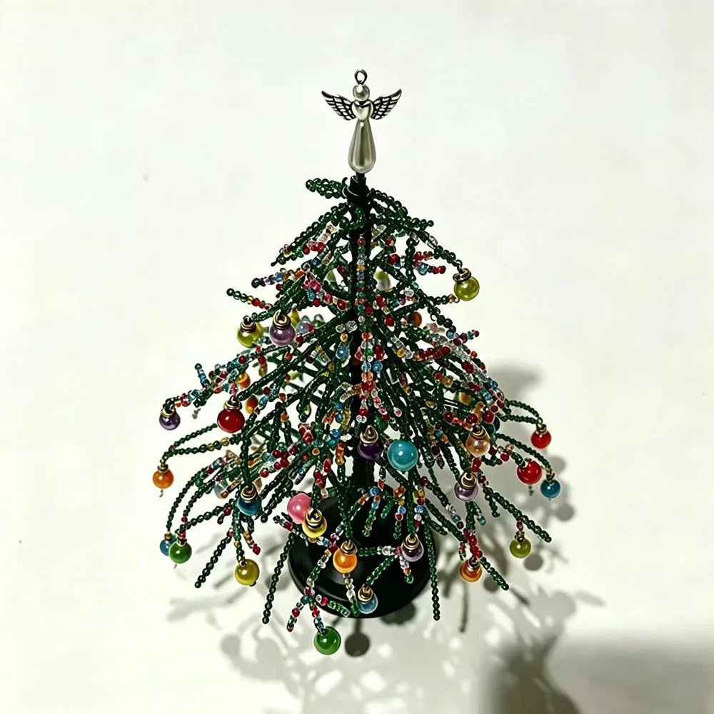 DIY Beaded Christmas Tree Kit – Mini Tabletop Tree with Angel Topper