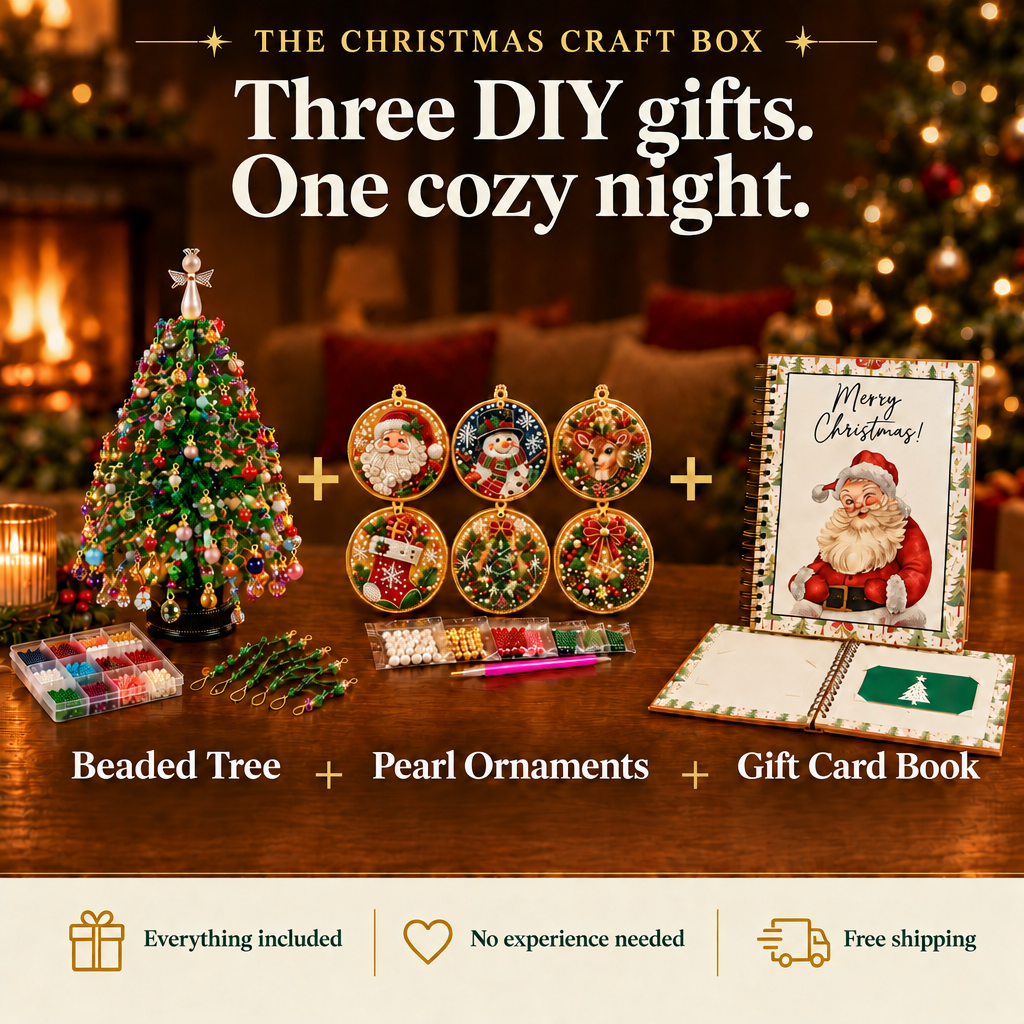 The Christmas Craft Box: beaded tree, pearl ornaments and gift card book