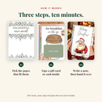How it works: pick the pages, tape a gift card or cash inside, write a note and hand it over