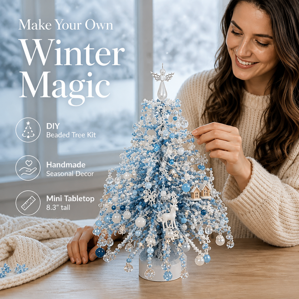 Winter Frost White & Blue beaded Christmas tree kit